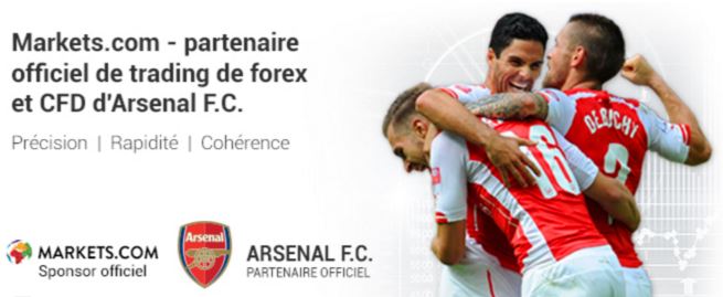 markets.com est sponsor officiel de l'équipe d'Arsenal